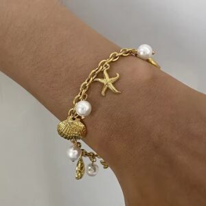 Shell Pearl Drop Bracelet