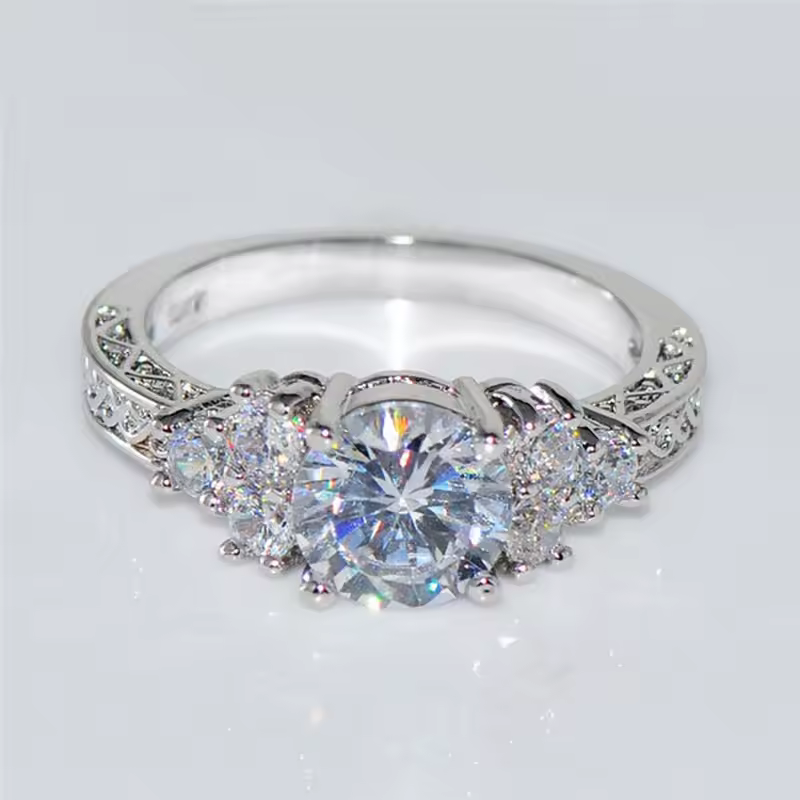 Silver Zircon Engagement Ring - Image 5