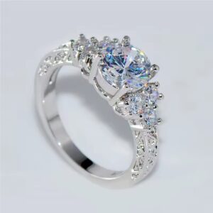 Silver Zircon Engagement Ring
