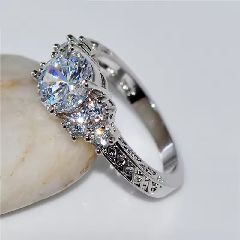 Silver Zircon Engagement Ring - Image 6