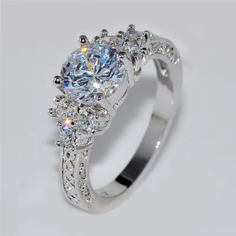 Silver Zircon Engagement Ring - Image 4