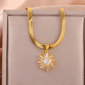 Sunflower Totem Pendant Necklace