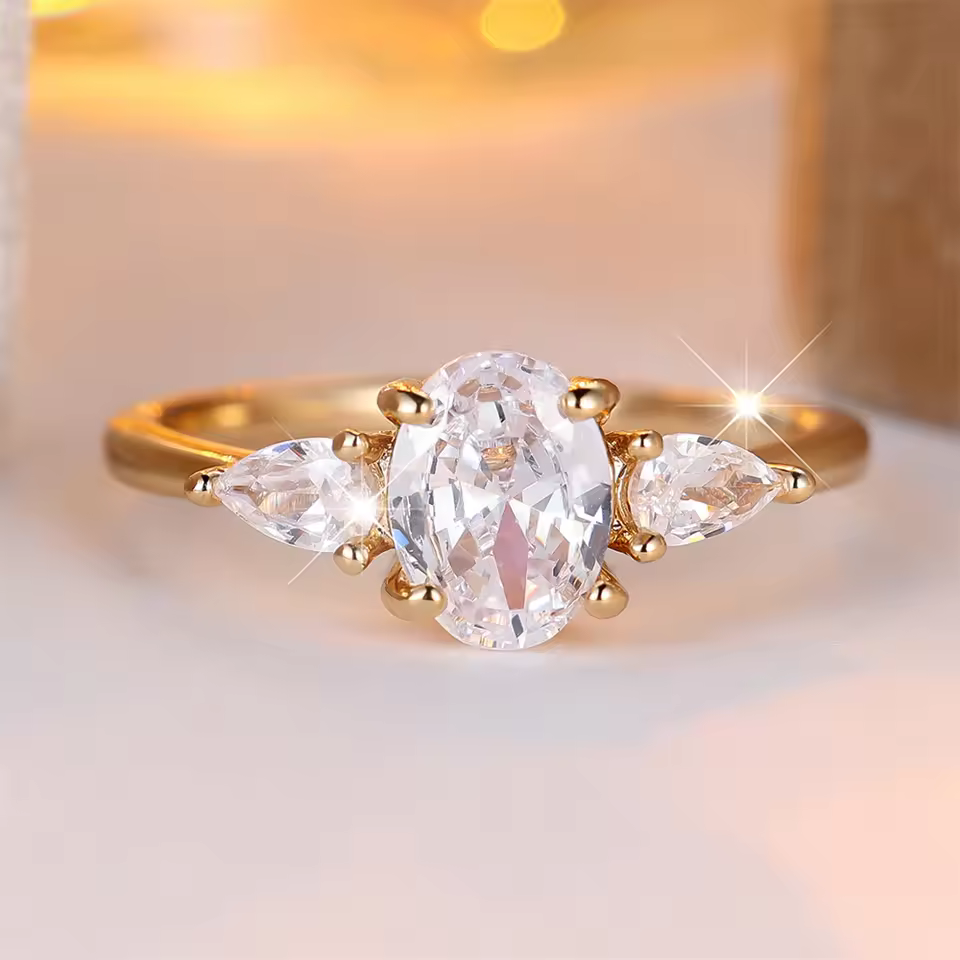 Crystal Oval Zircon Ring
